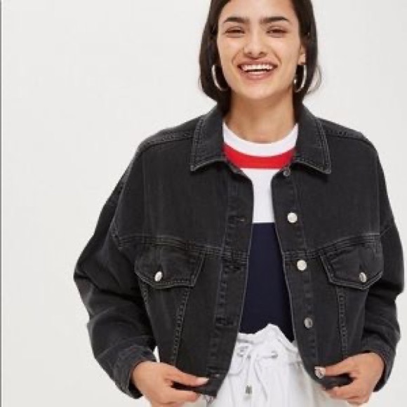 ❌SOLD❌ Topshop Moto Raw Hem Cropped Black Denim Jacket - Picture 5 of 6